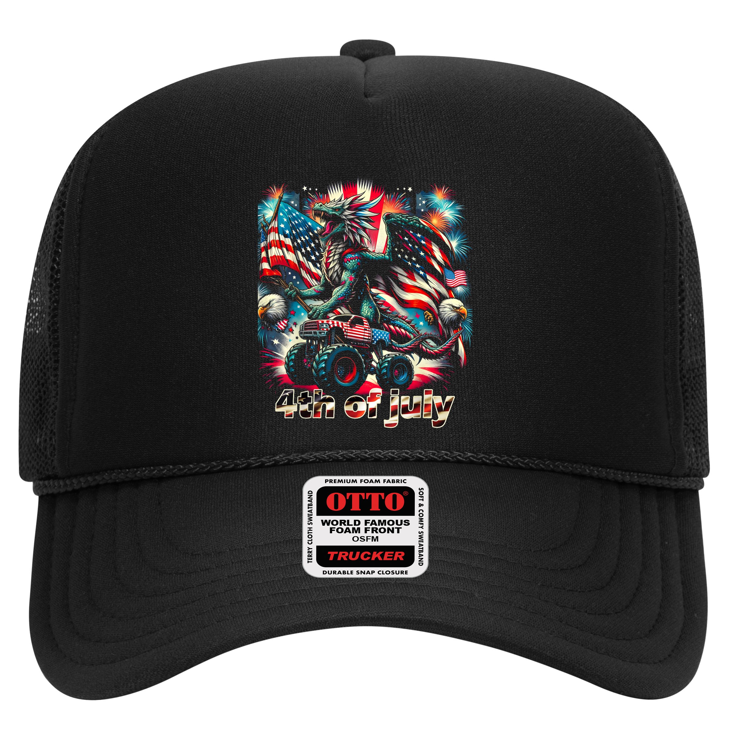 4th Of July Dragon Monster Truck Bald Eagle American Flag Hat