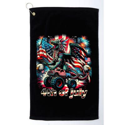 4th Of July Dragon Monster Truck Bald Eagle American Flag Golf Towel