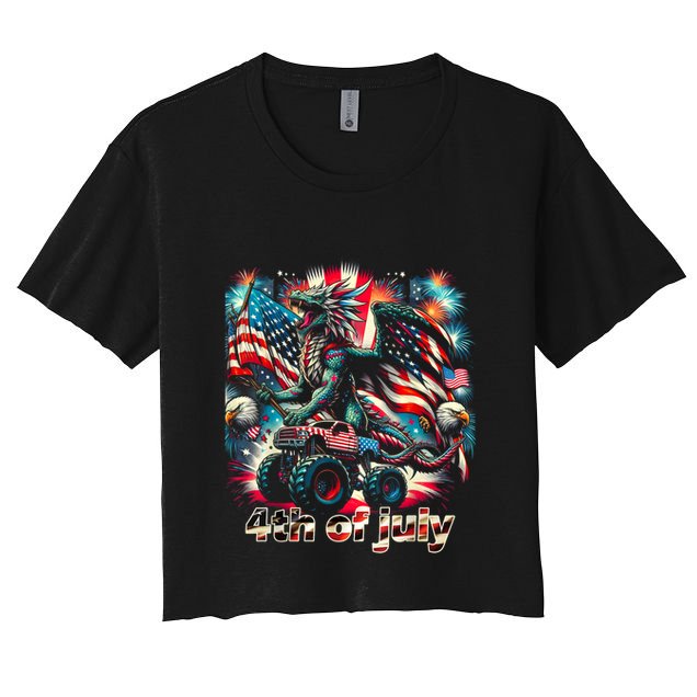 4th Of July Dragon Monster Truck Bald Eagle American Flag Crop Top