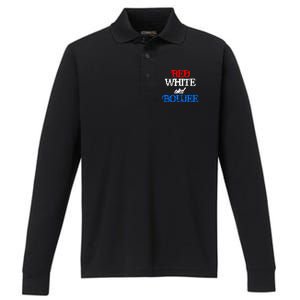 4th Of July Red White And Boujee Funny Cool Gift Performance Long Sleeve Polo