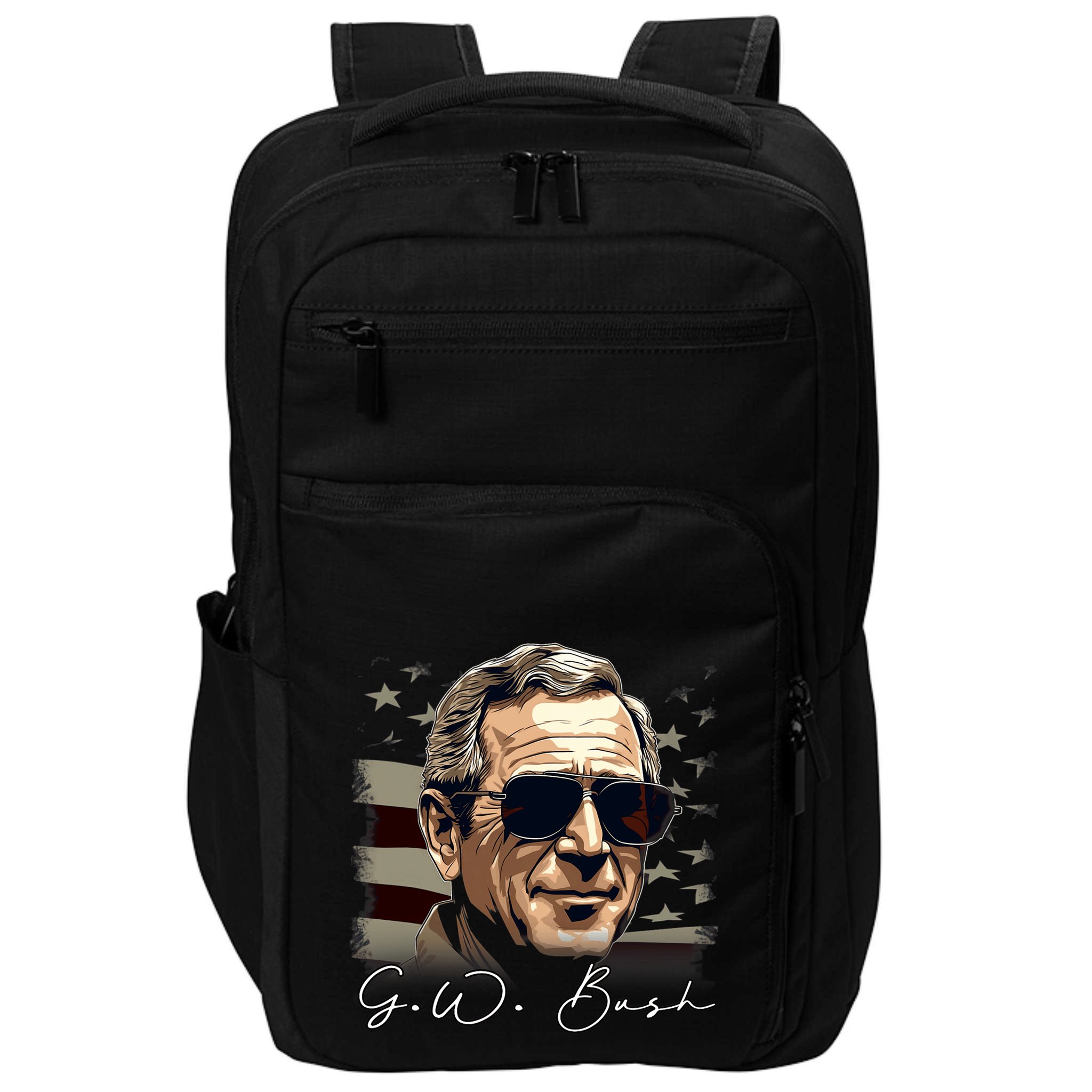 4th Of July George W. Bush President Portrait Patriotic Impact Tech Backpack