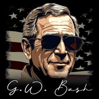 4th Of July George W. Bush President Portrait Patriotic Flat Bill Trucker Hat