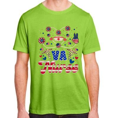 4th Of July Va Nurse American Flag Sunflower Stethoscope Adult ChromaSoft Performance T-Shirt