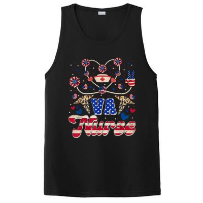 4th Of July Va Nurse American Flag Sunflower Stethoscope PosiCharge Competitor Tank