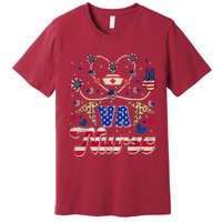 4th Of July Va Nurse American Flag Sunflower Stethoscope Premium T-Shirt