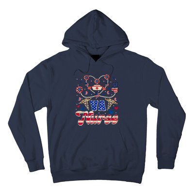 4th Of July Va Nurse American Flag Sunflower Stethoscope Hoodie