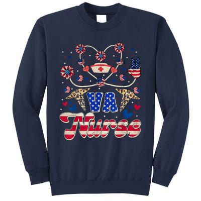 4th Of July Va Nurse American Flag Sunflower Stethoscope Sweatshirt