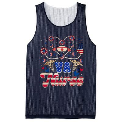 4th Of July Va Nurse American Flag Sunflower Stethoscope Mesh Reversible Basketball Jersey Tank