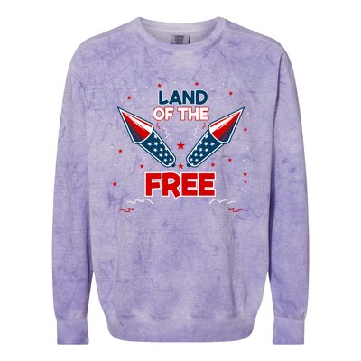 4h Of July Fireworks Patriotic American Land Of The Free Meaningful Gift Colorblast Crewneck Sweatshirt