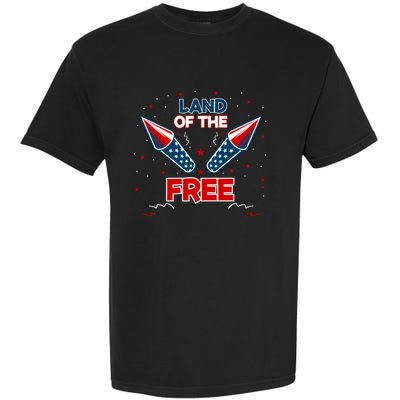 4h Of July Fireworks Patriotic American Land Of The Free Meaningful Gift Garment-Dyed Heavyweight T-Shirt