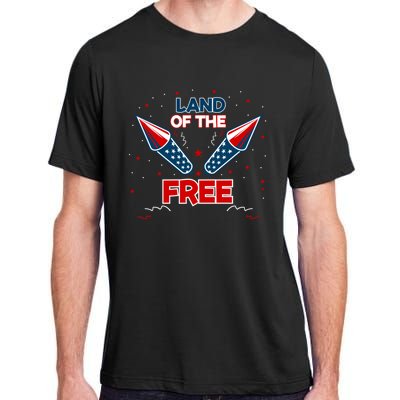 4h Of July Fireworks Patriotic American Land Of The Free Meaningful Gift Adult ChromaSoft Performance T-Shirt