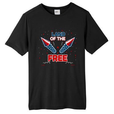 4h Of July Fireworks Patriotic American Land Of The Free Meaningful Gift Tall Fusion ChromaSoft Performance T-Shirt