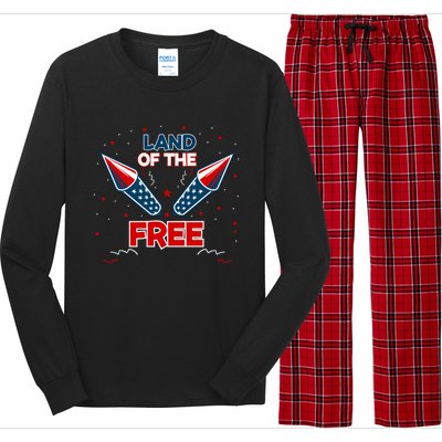 4h Of July Fireworks Patriotic American Land Of The Free Meaningful Gift Long Sleeve Pajama Set