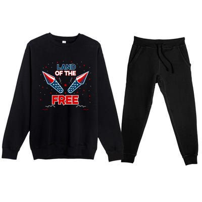 4h Of July Fireworks Patriotic American Land Of The Free Meaningful Gift Premium Crewneck Sweatsuit Set