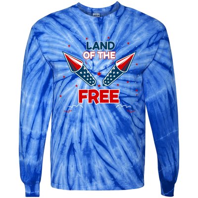 4h Of July Fireworks Patriotic American Land Of The Free Meaningful Gift Tie-Dye Long Sleeve Shirt