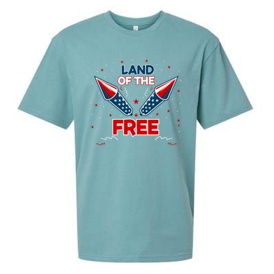 4h Of July Fireworks Patriotic American Land Of The Free Meaningful Gift Sueded Cloud Jersey T-Shirt