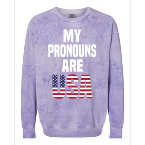 4th Of July Funny My Pronouns Are USA Colorblast Crewneck Sweatshirt