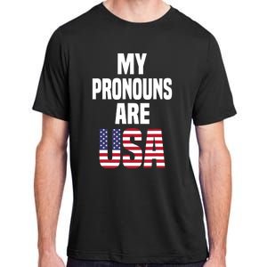 4th Of July Funny My Pronouns Are USA Adult ChromaSoft Performance T-Shirt