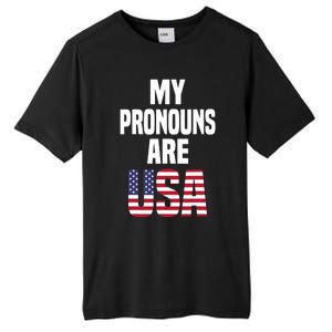 4th Of July Funny My Pronouns Are USA Tall Fusion ChromaSoft Performance T-Shirt