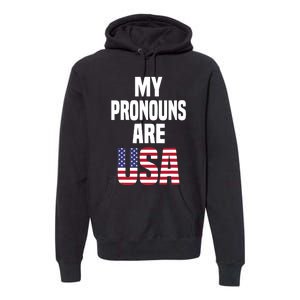 4th Of July Funny My Pronouns Are USA Premium Hoodie