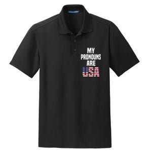 4th Of July Funny My Pronouns Are USA Dry Zone Grid Polo