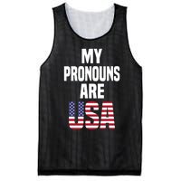 4th Of July Funny My Pronouns Are USA Mesh Reversible Basketball Jersey Tank