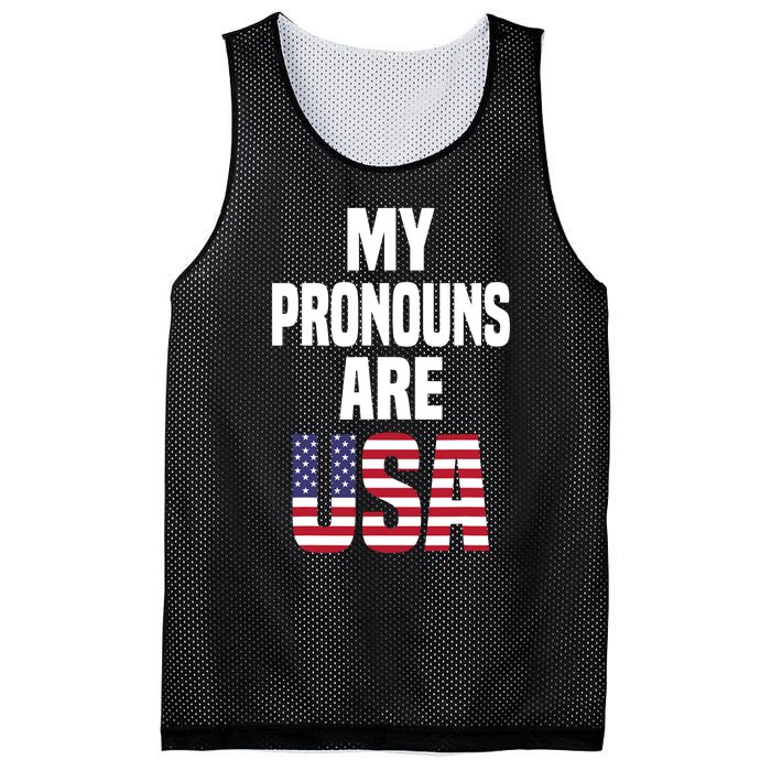 4th Of July Funny My Pronouns Are USA Mesh Reversible Basketball Jersey Tank