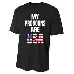 4th Of July Funny My Pronouns Are USA Performance Sprint T-Shirt