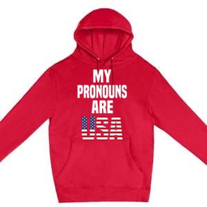 4th Of July Funny My Pronouns Are USA Premium Pullover Hoodie