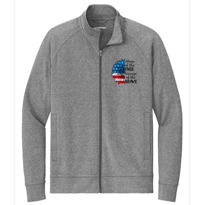 4th Of July Sunflower Home Of The Free Because Of The Brave Gift Stretch Full-Zip Cadet Jacket