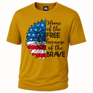 4th Of July Sunflower Home Of The Free Because Of The Brave Gift Cooling Performance Crew T-Shirt