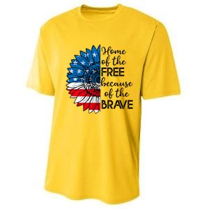 4th Of July Sunflower Home Of The Free Because Of The Brave Gift Performance Sprint T-Shirt