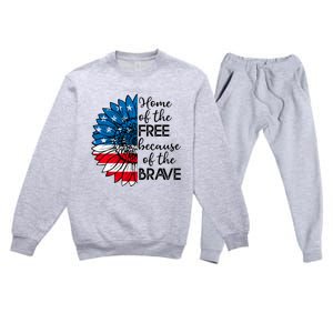 4th Of July Sunflower Home Of The Free Because Of The Brave Gift Premium Crewneck Sweatsuit Set