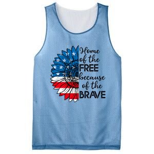 4th Of July Sunflower Home Of The Free Because Of The Brave Gift Mesh Reversible Basketball Jersey Tank