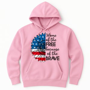 4th Of July Sunflower Home Of The Free Because Of The Brave Gift Hoodie