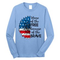 4th Of July Sunflower Home Of The Free Because Of The Brave Gift Long Sleeve Shirt