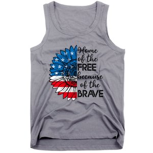 4th Of July Sunflower Home Of The Free Because Of The Brave Gift Tank Top