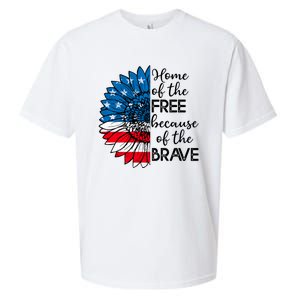 4th Of July Sunflower Home Of The Free Because Of The Brave Gift Sueded Cloud Jersey T-Shirt