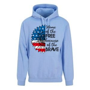 4th Of July Sunflower Home Of The Free Because Of The Brave Gift Unisex Surf Hoodie