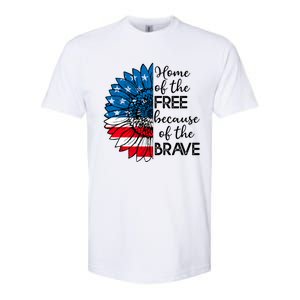 4th Of July Sunflower Home Of The Free Because Of The Brave Gift Softstyle CVC T-Shirt