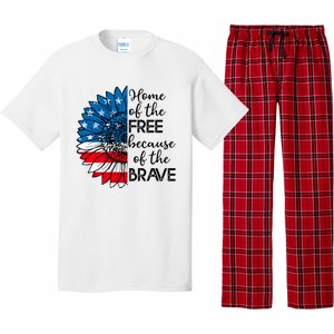 4th Of July Sunflower Home Of The Free Because Of The Brave Gift Pajama Set