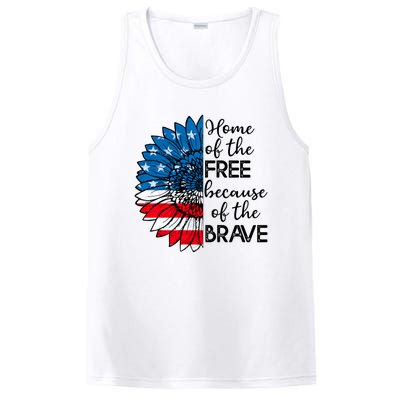 4th Of July Sunflower Home Of The Free Because Of The Brave Gift PosiCharge Competitor Tank