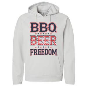 4th Of July Patriotic Usa American Flag Bbq Beer Freedom Gift Performance Fleece Hoodie