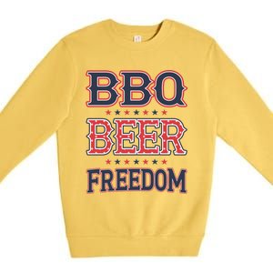 4th Of July Patriotic Usa American Flag Bbq Beer Freedom Gift Premium Crewneck Sweatshirt