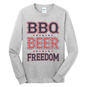 4th Of July Patriotic Usa American Flag Bbq Beer Freedom Gift Tall Long Sleeve T-Shirt