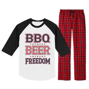 4th Of July Patriotic Usa American Flag Bbq Beer Freedom Gift Raglan Sleeve Pajama Set