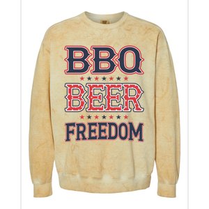 4th Of July Patriotic Usa American Flag Bbq Beer Freedom Gift Colorblast Crewneck Sweatshirt