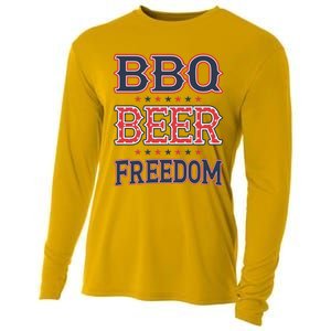 4th Of July Patriotic Usa American Flag Bbq Beer Freedom Gift Cooling Performance Long Sleeve Crew