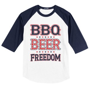 4th Of July Patriotic Usa American Flag Bbq Beer Freedom Gift Baseball Sleeve Shirt