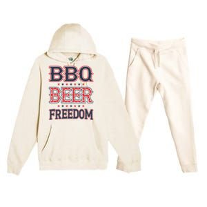 4th Of July Patriotic Usa American Flag Bbq Beer Freedom Gift Premium Hooded Sweatsuit Set